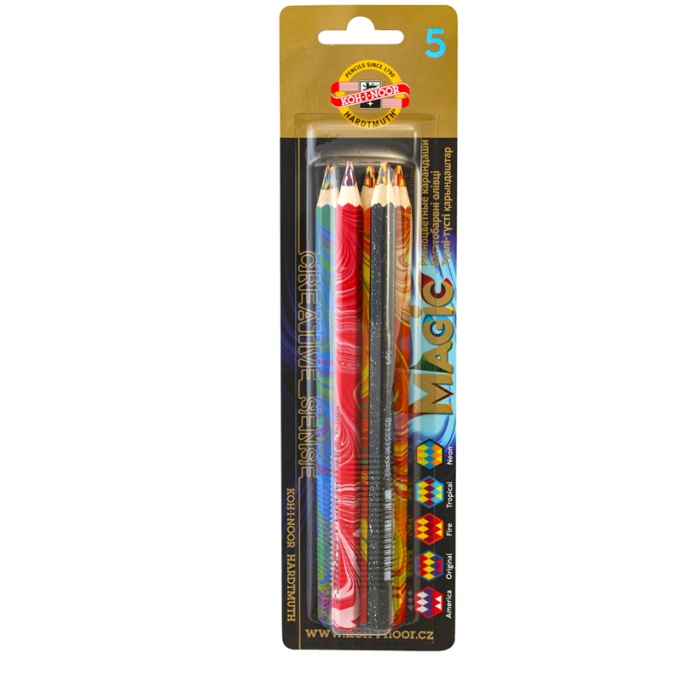Карандаши волшебные с многоцветным грифелем Koh-I-Noor "Magic America. Original.Fire.Tropical.Neon", 5 цветов